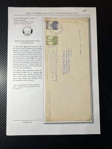 1941 Belgian Congo First Airmail Cover FFC Leopoldville to Indianapolis IN USA 2