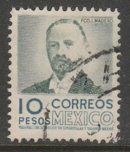 MEXICO 884, $10Pesos 1950 Definitive 2nd Printing wmk 300. USED. F-VF. (1414)