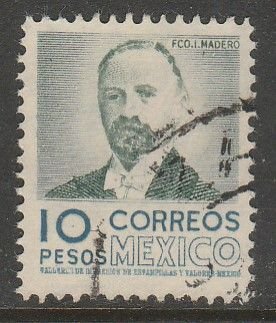 MEXICO 884, $10Pesos 1950 Definitive 2nd Printing wmk 300. USED. F-VF. (1414)