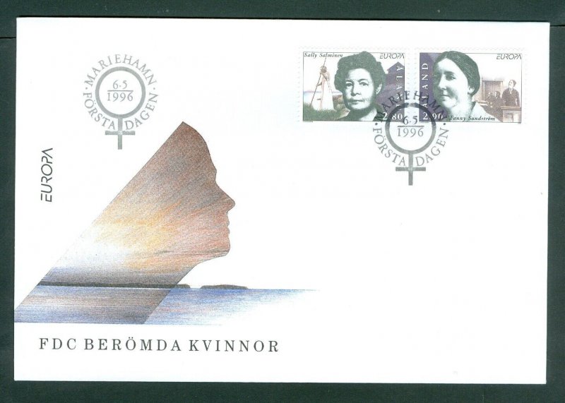 Aland. FDC 1996. Europa. Famous Women  Sc.# 126-127.