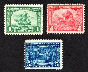 US 1920 Pilgrim Tercentary Stamp Set #548-550 MNH CV $97.50