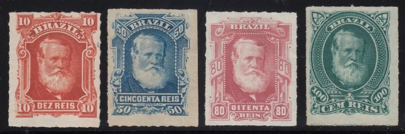 Brazil 1878-79 10r,50r,80r,100r  Dom Pedro ‘White Beard’. MNG Scott 68,70,71,72