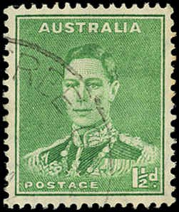 AUSTRALIA Sc 181B USED - 1941 1½p King George VI - Pf 15x14 -  Sound, No Faults