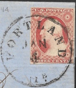 Doyle's_Stamps: 1853 Cover Maine to Mass. Postal History w/Scott #11A