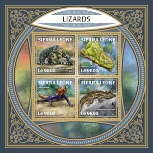 Sierra Leone Lizards Stamps 2017 MNH Monitors Chameleons Agama Reptiles 4v M/S