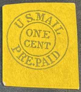 U.S.# 6LB10-MINT/NEVER HINGED--BLACK ON YELLOW--IAI--1849-50