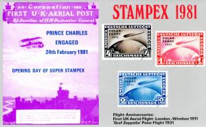 Great Britain 1981 STAMPEX 1981 Souvenir Sheet ovpt.Blue Prince Charles Engaged