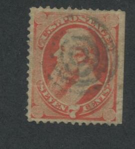 1871 US Stamp #149 7c Used VF Perf 12. Target Cancel Catalogue Value $150