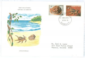 Djibouti 506-07 1979 Ocean shells, addressed, Postal Commerative Society FDC