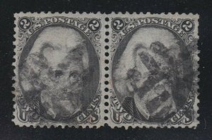 US 73 2c Jackson Pair Used VF-XF w/ Cross Road Cancel SCV $120