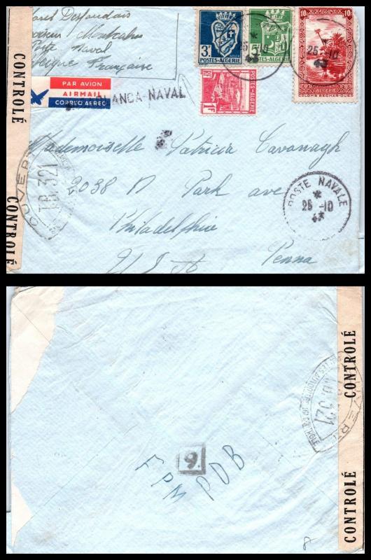 Goldpath: Algeria cover, 1943, To Philadelphia PA USA, CV23_P13