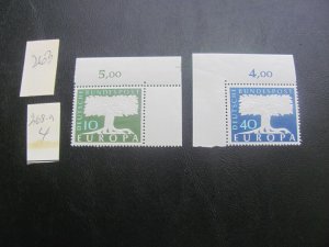 GERMANY 1957 MNH MI.268-269 CORNER MARGIN SET XF (263)  MARGIN #s OR CM