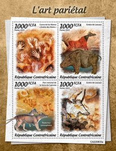 C A R - 2022 - Cave Paintings - Perf 4v Sheet - Mint Never Hinged