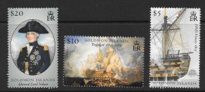 SOLOMON ISLANDS SG1159/61 2005 BATTLE OF TRAFALGAR MNH