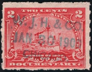 R164 2¢ Documentary Stamp (1898) Used/Date Stamp