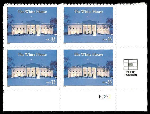PCBstamps   US #3445 PB $1.32(4x33c)White House, MNH, (4)