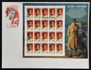 U.S. Used #3152 32c Humphrey Bogart Sheet of 20 ArtMaster First Day Cover