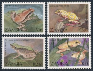 Zambia 462-465, MNH. Michel 470-473. Red toad, Puddle, Marbled, Yung frogs.1989.