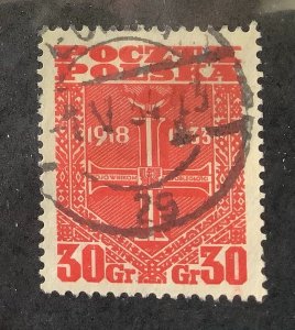 Poland 1933  Scott 279 used - 30g,  Cross of Independence,  Republic 15th Anniv.