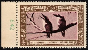 1938 Australia Poster Stamp 150th Anniversary Kookaburra Australia's Bird