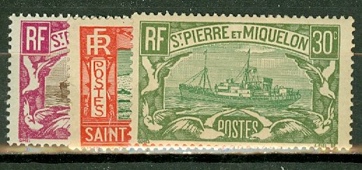 B: St Pierre & Miquelon 136//158 mint missing 156, 159 CV $154; scan shows a few