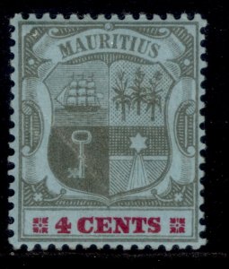 MAURITIUS EDVII SG143, 4c black & carmine/blue, LH MINT. Cat £18. 