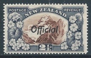 New Zealand #O65 NH 2 1/2p Mt. Cook, Lilies Ovptd. Official