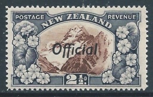 New Zealand #O65 NH 2 1/2p Mt. Cook, Lilies Ovptd. Official