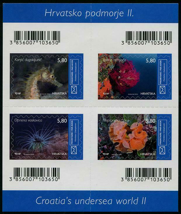 HERRICKSTAMP NEW ISSUES CROATIA Undersea World II Sheetlet (Seahorse, Anemone)