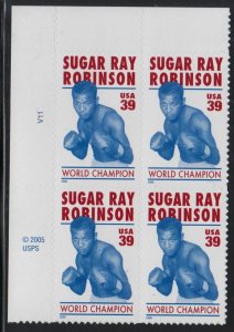 2006 Sugar Ray Robinson boxer 39c Sc 4020 mint plate block of 4 position UL