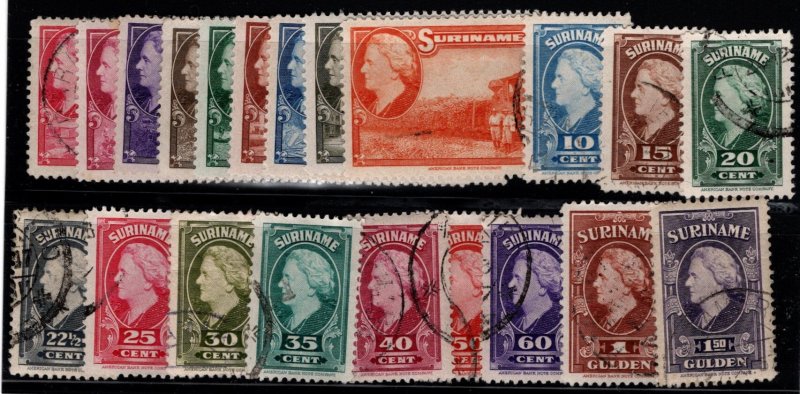 1945 Suriname Scott #- 184-207 Queen Wilhelmina Set/21 Used