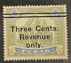 Malaya-Perak 1900, SC 67 Variety, Revenue Only, LH Very Fine