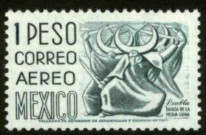 MEXICO C473, $1P 1950 Defin 9th Issue Unwmkd Fosfo Coated. MINT, NH. F-VF.