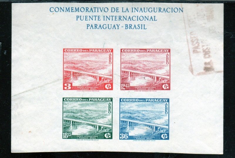 PARAGUAY #C277a 1961 INT'L BRIDGE TO BRAZIL F-VF USED S/S