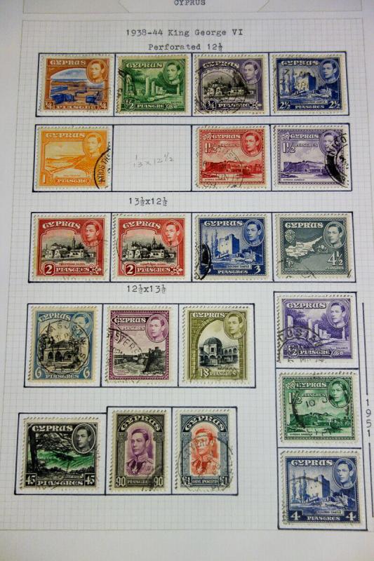 Cyprus Used Stamp Collection on Hand Drawn Pages