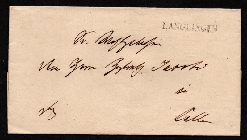 $German Stampless Cover, Langlingen (Circa 1822)
