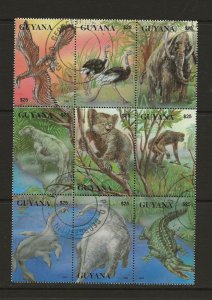 Thematic Stamps animals Guyana 1993 Prehistoric block of 9 used