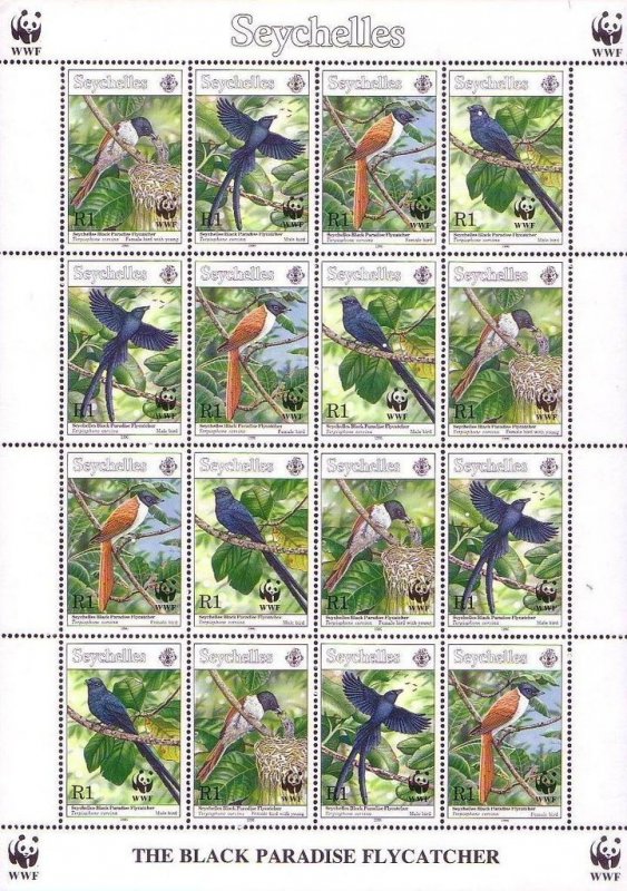 Seychelles 1996 #778a MNH. Flycatcher, WWF, mini sheet