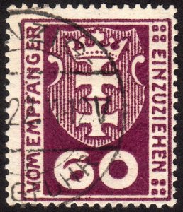 1921, Danzig, 60pf, Used, Sc J4, Mi P4a
