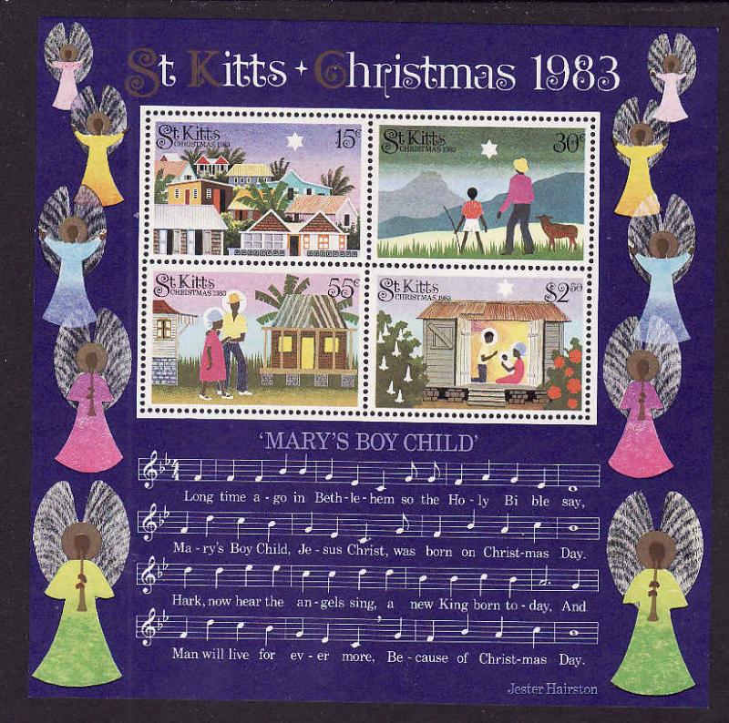 St Kitts-Sc#130a-unused NH sheet-Christmas-Angels-1983-
