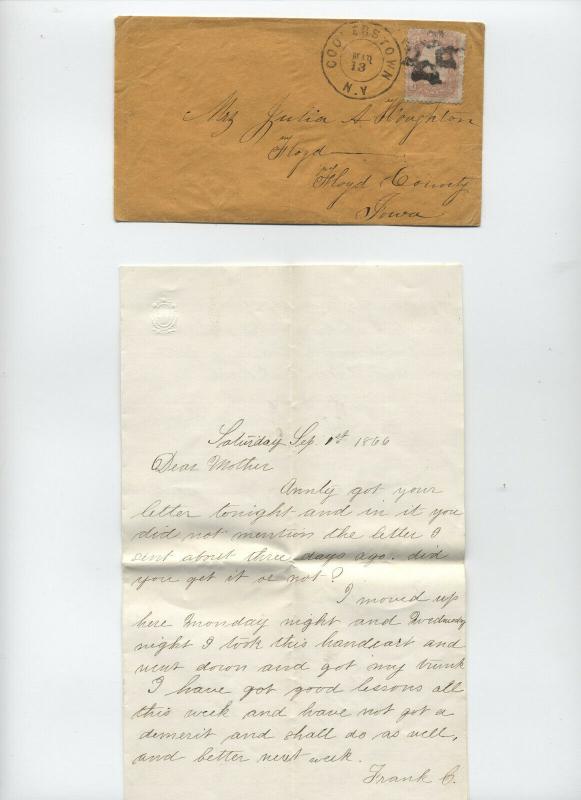 1860s Cooperstown NY fancy cancel on #65 cover [y3447]