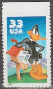 3307a, Single(TC) W/ Wave Die Cut on back-side. Daffy Duck MNH, .33 cent.