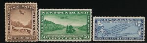 NEWFOUNDLAND C6-C8 MINT F-VF HINGED AIR MAIL NO WATERMARK