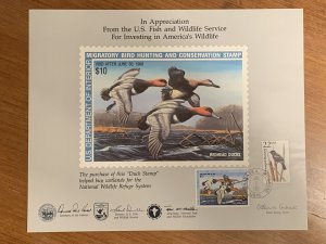 RW-54 1987 USFWS Duck Stamp Appreciation Card Redheads *Artist Signed*