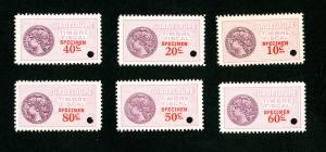 Guadeloupe Stamps XF OG NH Tax Set of 6x Specimens