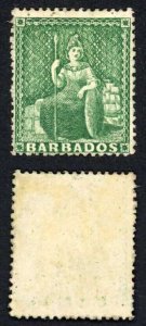 Barbados SG17 1/2d Deep Green Clean cut perf 14-16 M/Mint Cat 180 pounds