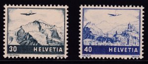 Switzerland 1948 Types of 1941 Re-issued Color Change  XF/NH/(**)  Scott C43-C44