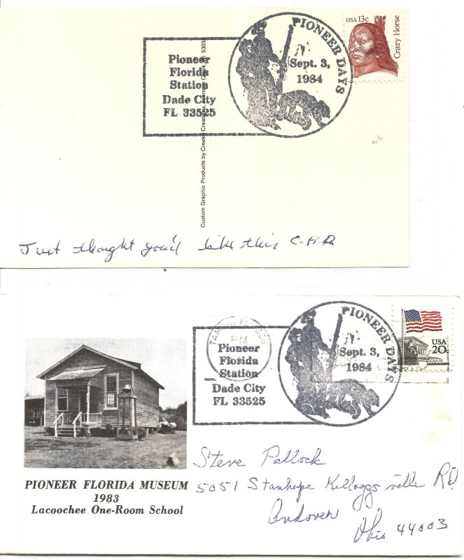 Dade City, FL Pioneer Days cover plus postcard !4