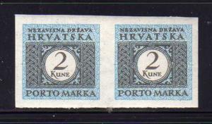 Croatia J22 Imperf Proof Pair MNH Postage Due