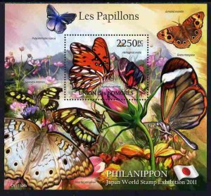 COMORO ISLANDS - 2011 - Butterflies  - Perf Souv Sheet #4 - MNH - Private Issue